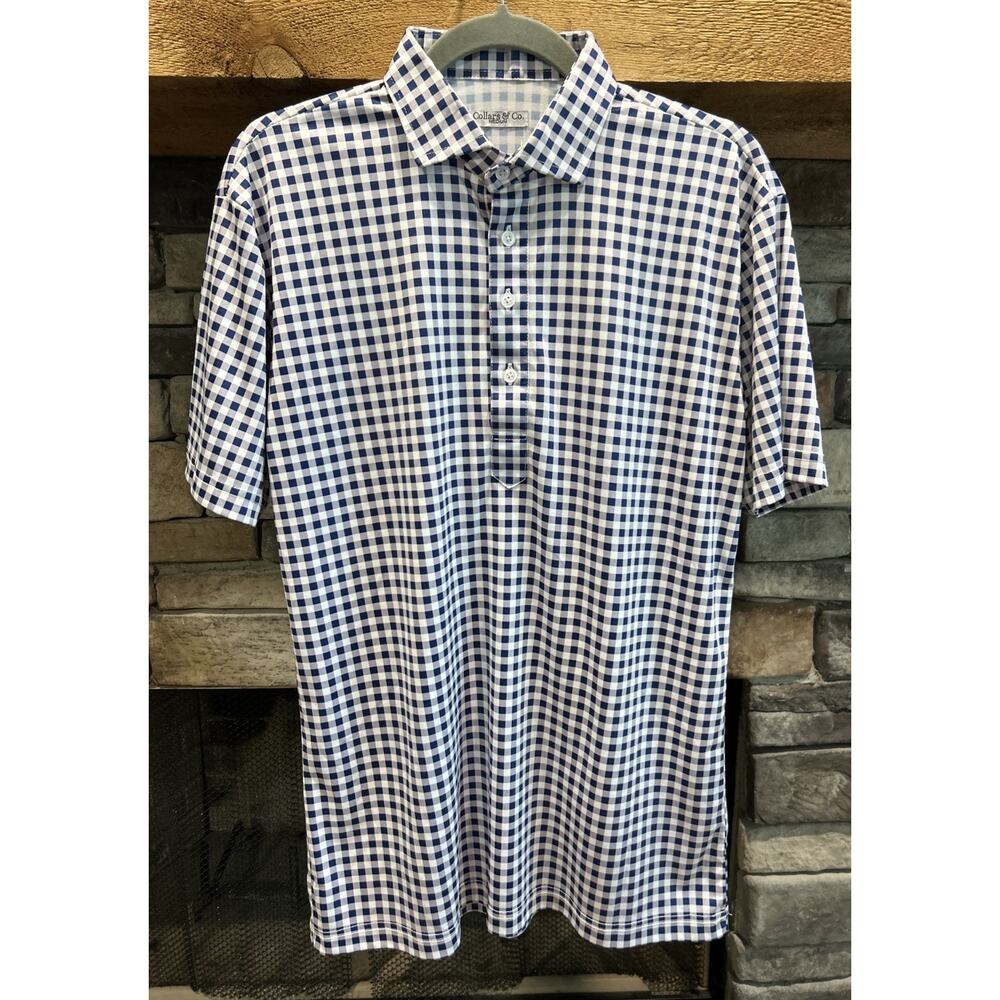 Men's Blue Checkered Polo Shirt